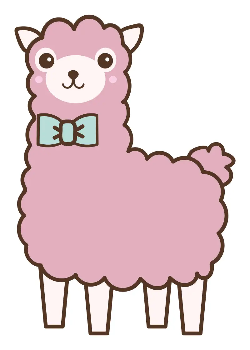 Pink Alpaca Cute Cartoon Drawing